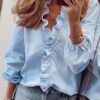 Casual Long Sleeved Ruffled Long-sleeved Blouse for Women Spring Summer Casual Long Sleeved Ruffled Long-sleeved Blouse for Women Spring Summer