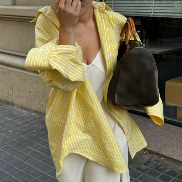 Casual Loose and Simple Style Button Cardigan Striped Contrast Color Casual Loose and Simple Style Button Cardigan Striped Contrast Color