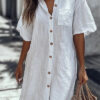 Casual Solid Shirt Dress Lady Fashion Short Sleeve Button Loose Dresses Casual Solid Shirt Dress Lady Fashion Short Sleeve Button Loose Dresses