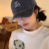 Cherry Embroidered Baseball Cap Soft Top Wide Brim Cover Face Peaked Cherry Embroidered Baseball Cap Soft Top Wide Brim Cover Face Peaked