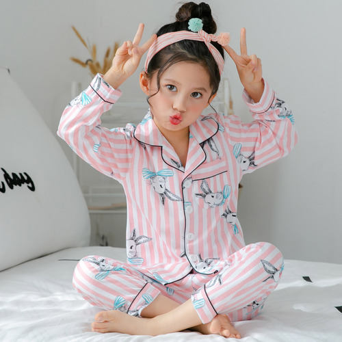 Children's Clothing Girls Cute Printing Long-sleeved Home Wear Big Thin