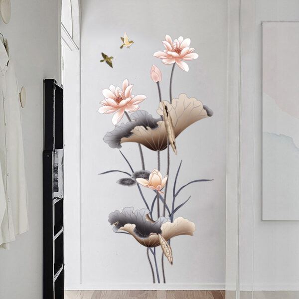 Chinese Style Lotus Flower Wallpaper Self-adhesive Living Room Decor Chinese Style Lotus Flower Wallpaper Self-adhesive Living Room Decor