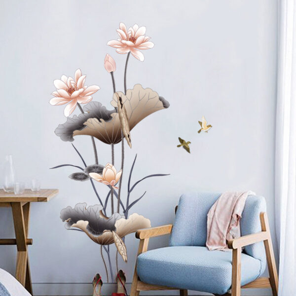 Chinese Style Lotus Flower Wallpaper Self-adhesive Living Room Decor Chinese Style Lotus Flower Wallpaper Self-adhesive Living Room Decor