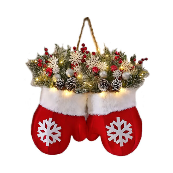 Christmas Garland Creative Glove Shaped Simulated Flower Wreath Window