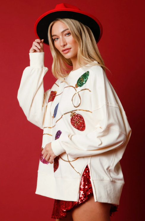 Christmas Sequins Long Sleeve Pullover Hoodie Women