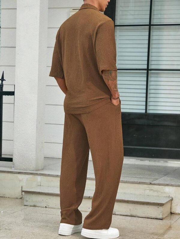 Commuter Suits Summer Short-sleeved Top and Loose Straight Trousers