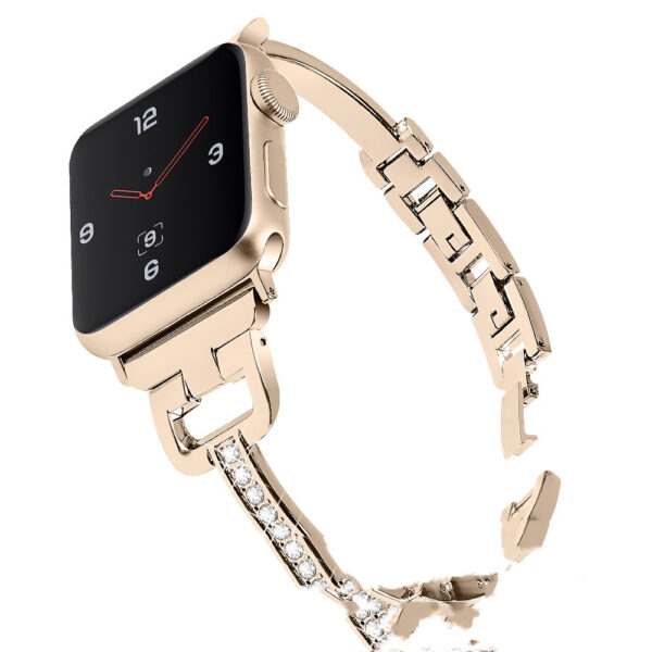 Compatible with Apple Iwatch Smart Watch 12345 D-shaped Metal Diamond
