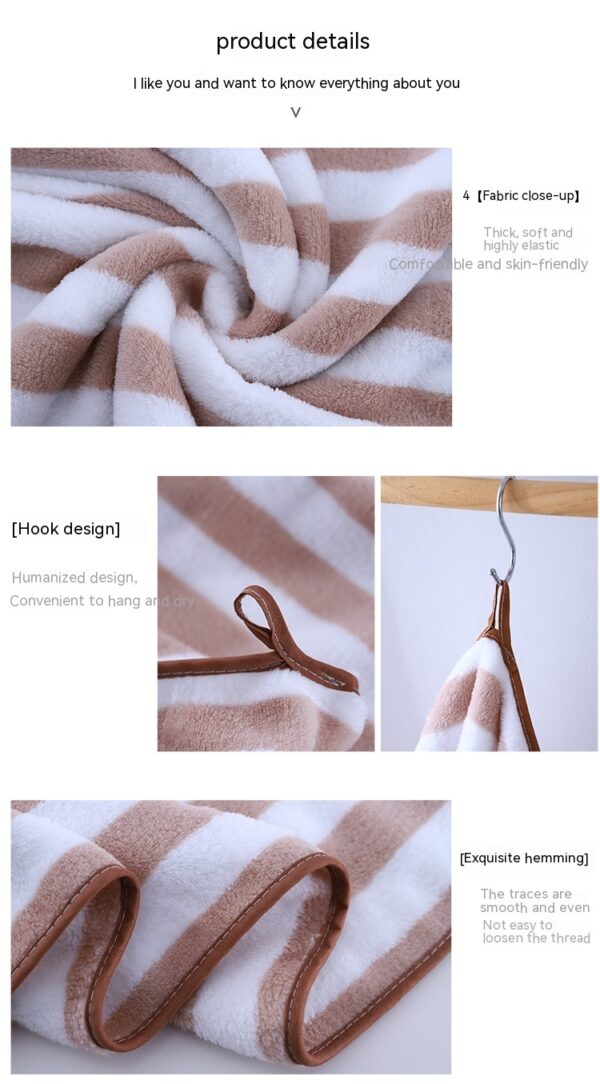 Coral Fleece Wide Striped Edge Soft Absorbent Thickening Lint-free Face Coral Fleece Wide Striped Edge Soft Absorbent Thickening Lint-free Face