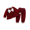 Coral Velvet Princess Little Girl Home Service Two-piece Suit Coral Velvet Princess Little Girl Home Service Two-piece Suit