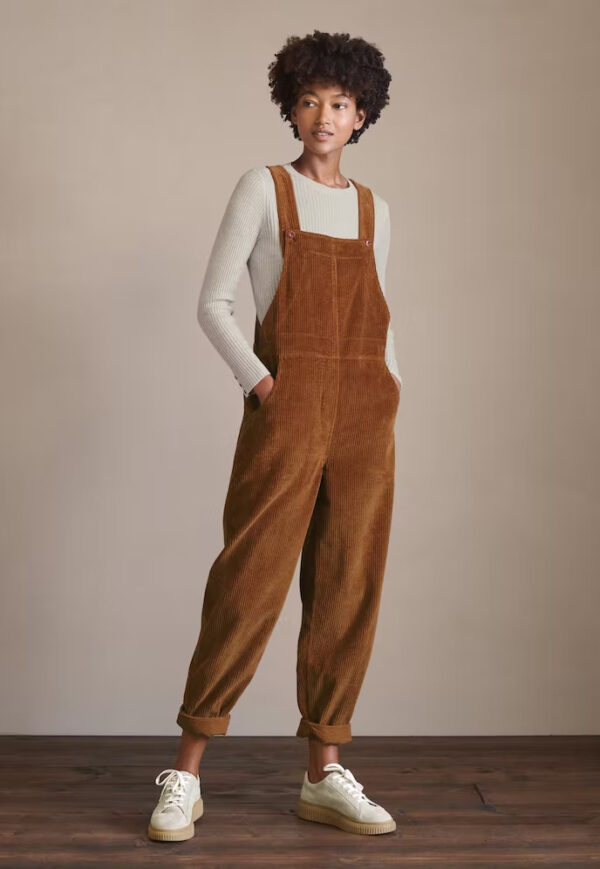 Corduroy Bib Overalls with Buttons and Pockets Fashion Casual Jumpsuit