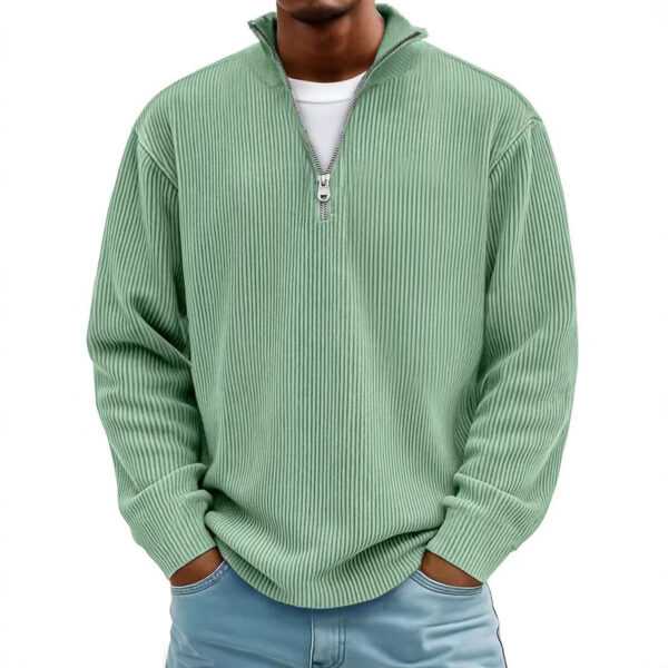 Corduroy Zipper Stand Collar Sweatshirt Fashion Warm Solid Color Long Corduroy Zipper Stand Collar Sweatshirt Fashion Warm Solid Color Long