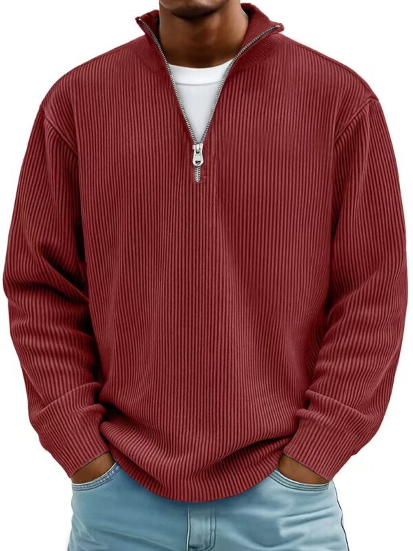 Corduroy Zipper Stand Collar Sweatshirt Fashion Warm Solid Color Long Corduroy Zipper Stand Collar Sweatshirt Fashion Warm Solid Color Long