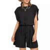 Cotton and Linen Jumpsuit Loose Waist Short Sleeve Women