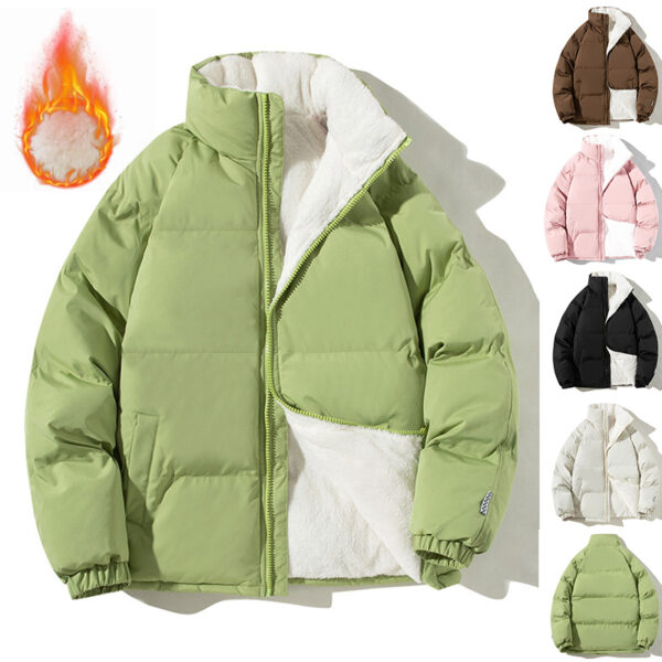 Couples Stand-up Collar Coat with Pockets Fashion Winter Warm Plush Couples Stand-up Collar Coat with Pockets Fashion Winter Warm Plush