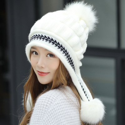 Cozy Knit Fleece-feel Beanie with Ear Flaps & Pompom Warm Winter Hat Cozy Knit Fleece-feel Beanie with Ear Flaps & Pompom Warm Winter Hat