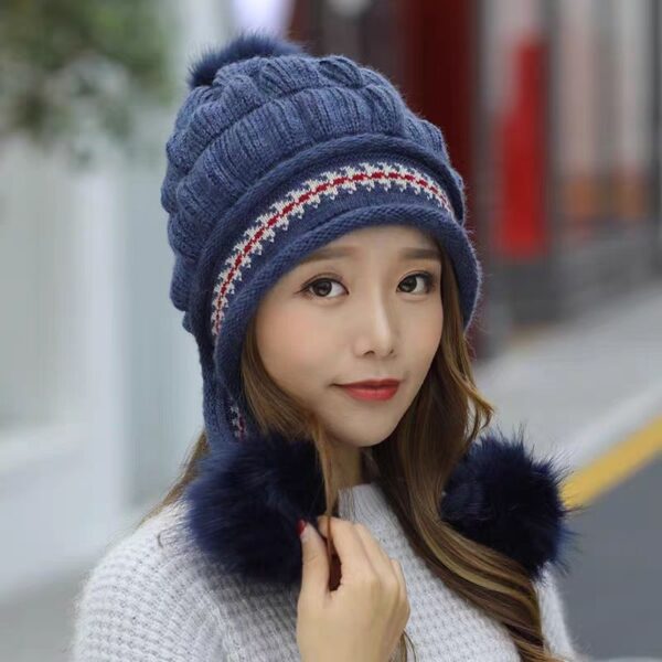 Cozy Knit Fleece-feel Beanie with Ear Flaps & Pompom Warm Winter Hat Cozy Knit Fleece-feel Beanie with Ear Flaps & Pompom Warm Winter Hat