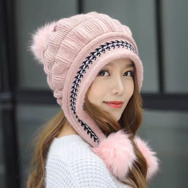 Cozy Knit Fleece-feel Beanie with Ear Flaps & Pompom Warm Winter Hat Cozy Knit Fleece-feel Beanie with Ear Flaps & Pompom Warm Winter Hat