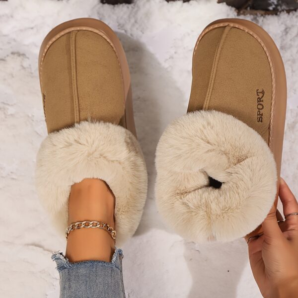 Cozy Plush Soft Slippers Shoes for Women Non-slip Platform with Faux