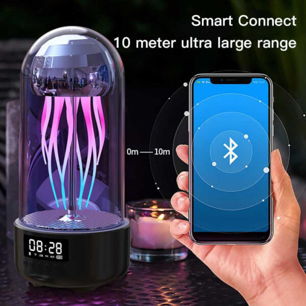 Creative 3in1 Colorful Jellyfish Lamp with Clock Luminous Portable