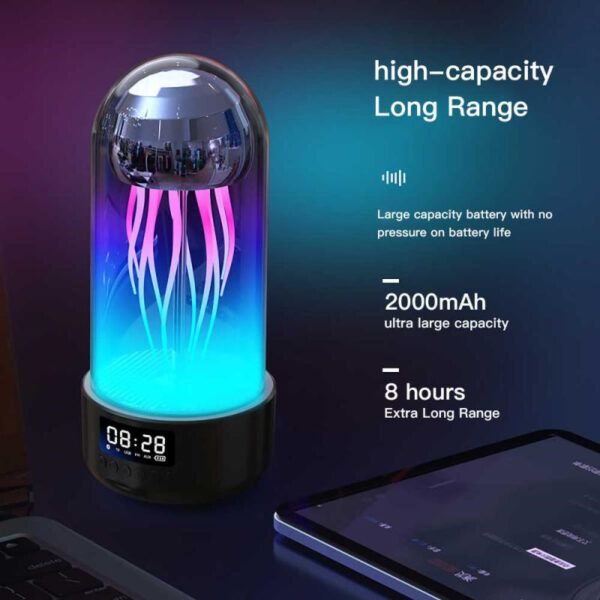 Creative 3in1 Colorful Jellyfish Lamp with Clock Luminous Portable