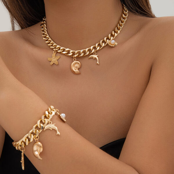 Creative Boho Conch Dolphin Starfish Pendant Choker Necklace Bracelets Creative Boho Conch Dolphin Starfish Pendant Choker Necklace Bracelets