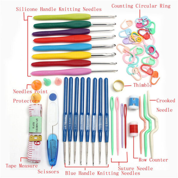 Crochet Set Handmade Wool Tool Combination Bag Metal Aluminum Yarn