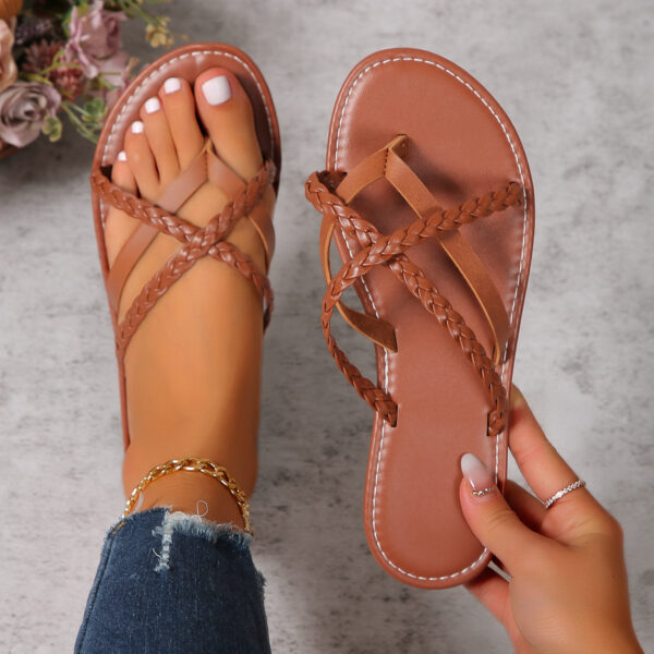 Cross-woven Design Thong Sandals Summer Flat Shoes Women Flip Flops Cross-woven Design Thong Sandals Summer Flat Shoes Women Flip Flops