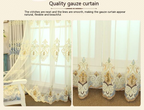 Crown European Embroidery Cloth Mesh Curtains Living Room Bedroom Simple Crown European Embroidery Cloth Mesh Curtains Living Room Bedroom Simple