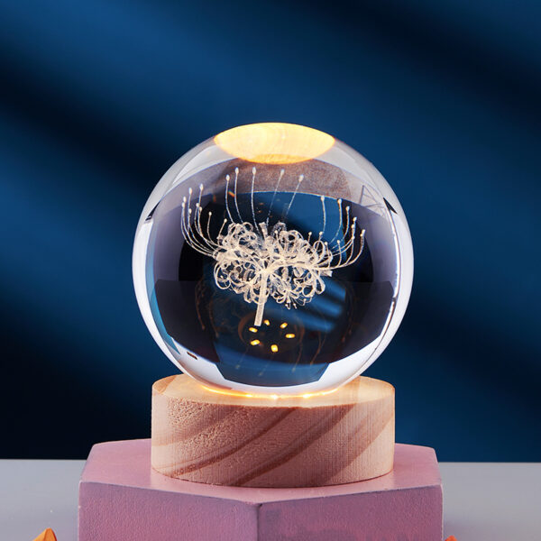 Crystal Ball 3D Inner Carved Solar System Glowing Night Lights Warm Crystal Ball 3D Inner Carved Solar System Glowing Night Lights Warm