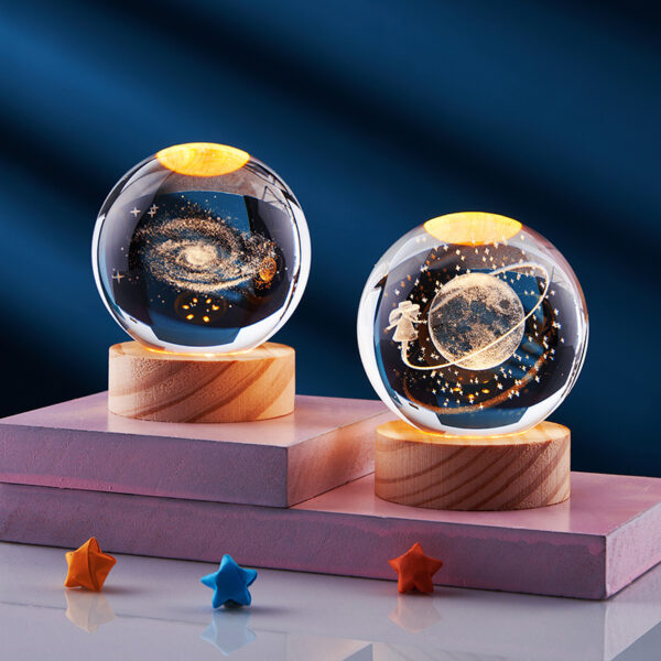 Crystal Ball 3D Inner Carved Solar System Glowing Night Lights Warm Crystal Ball 3D Inner Carved Solar System Glowing Night Lights Warm