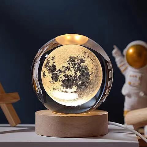 Crystal Ball 3D Inner Carved Solar System Glowing Night Lights Warm Crystal Ball 3D Inner Carved Solar System Glowing Night Lights Warm