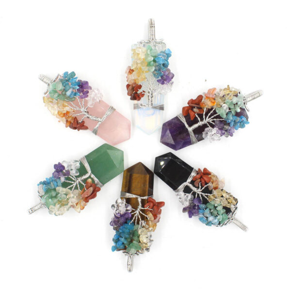 Crystal Column Tree of Life Winding Pendant Necklace Crystal Column Tree of Life Winding Pendant Necklace