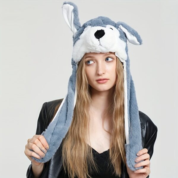 Cute Animal Moving Ear Hat Panda Dog Frog Puppy Plush Hats Halloween