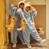 Cute Cartoon Jumpsuit Homewear Couple One-piece Nightgown Coral Fleece Cute Cartoon Jumpsuit Homewear Couple One-piece Nightgown Coral Fleece
