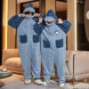 Cute Cartoon Jumpsuit Homewear Couple One-piece Nightgown Coral Fleece Cute Cartoon Jumpsuit Homewear Couple One-piece Nightgown Coral Fleece