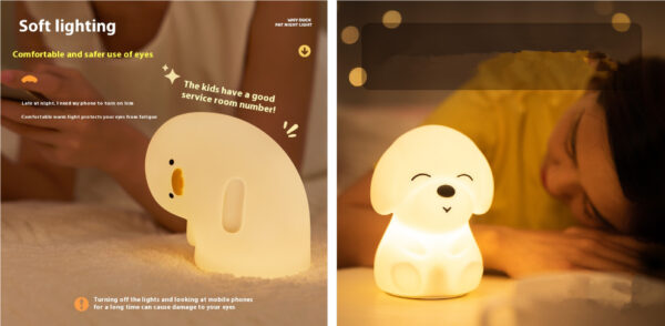 Cute Duck LED Night Light USB Rechargeable Nightlights Silicone Lamp