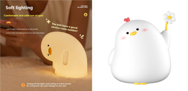 Cute Duck LED Night Light USB Rechargeable Nightlights Silicone Lamp