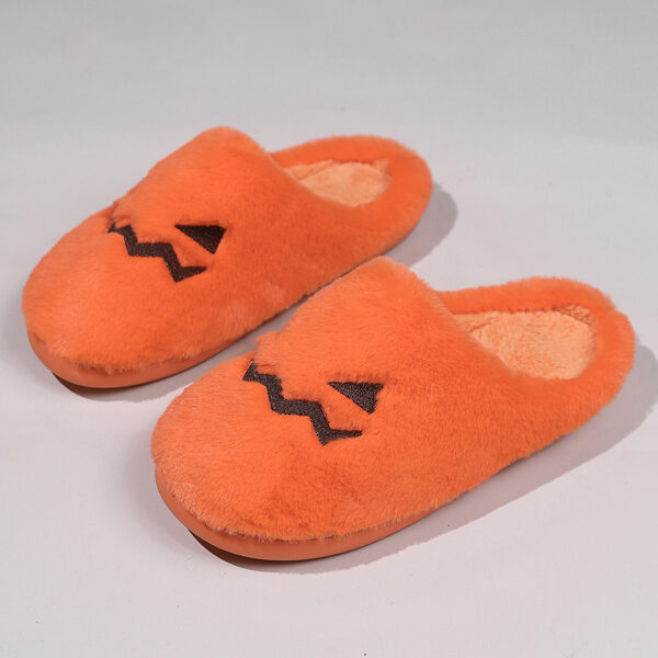 Cute Halloween Pumpkin Slippers Winter Warm Plush Bedroom Floor Home
