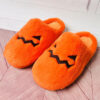 Cute Halloween Pumpkin Slippers Winter Warm Plush Bedroom Floor Home