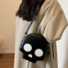 Cute Skull Small Round Bag Girls Halloween Personality Fashion Shoulder