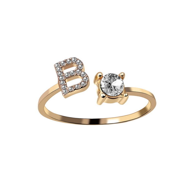 Design Adjustable 26 Initial Letter Ring Fashion Jewelry for Women