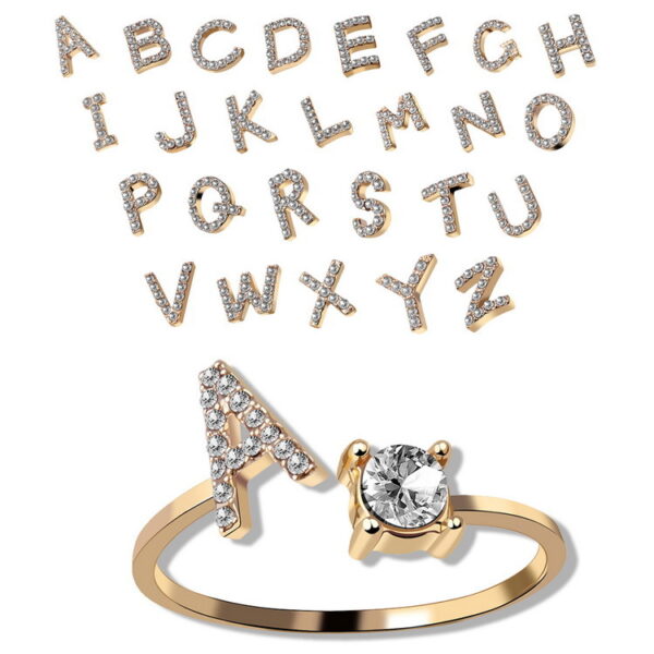 Design Adjustable 26 Initial Letter Ring Fashion Jewelry for Women Design Adjustable 26 Initial Letter Ring Fashion Jewelry for Women