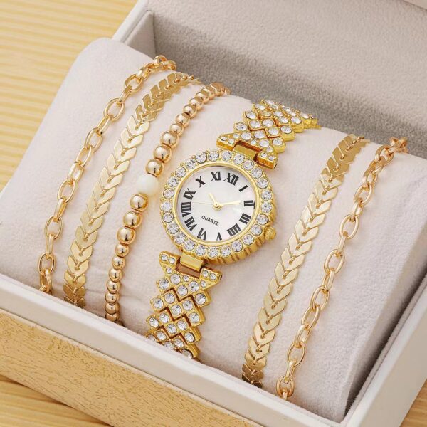 Diamond Women's Bracelet Watch Luxury Fashion Gift Box Six-piece Set Diamond Women's Bracelet Watch Luxury Fashion Gift Box Six-piece Set