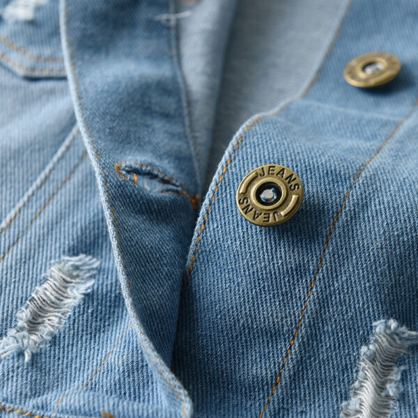 Distressed Cardigan Denim Short Long Sleeve Lapel Children's Wear Distressed Cardigan Denim Short Long Sleeve Lapel Children's Wear