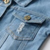 Distressed Cardigan Denim Short Long Sleeve Lapel Children's Wear Distressed Cardigan Denim Short Long Sleeve Lapel Children's Wear