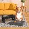 Dog Double Bowls Stainless Stand Adjustable Height Pets Feeding Dish Dog Double Bowls Stainless Stand Adjustable Height Pets Feeding Dish