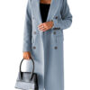 Double Breasted Lapel Coat Winter Fashion Solid Slim Long Jacket Sleeve