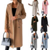 Double Breasted Lapel Coat Winter Fashion Solid Slim Long Jacket Sleeve