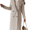 Double Breasted Lapel Coat Winter Fashion Solid Slim Long Jacket Sleeve