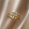 Double Cross Miniature Copper Inlaid Zircon Ring Double Cross Miniature Copper Inlaid Zircon Ring